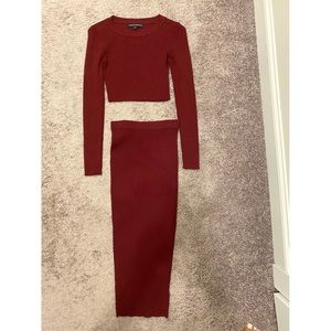Naked Wardrobe Midi Set in Wine
